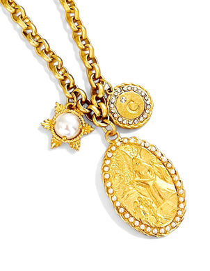 Angel de la GUARDA Medallón✨ “Ángel de mi guarda, dulce compañía, no me desampares ni de noche ni de día” ✨ ESTEFANIA Chain Long Necklace 30”✨ Choose Initial ⬇️