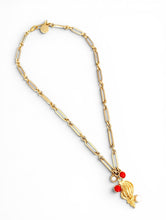 Concha 🐚 with Turquoise Color & Pearl Charms on Sofia Chain Short Necklace 20-22”