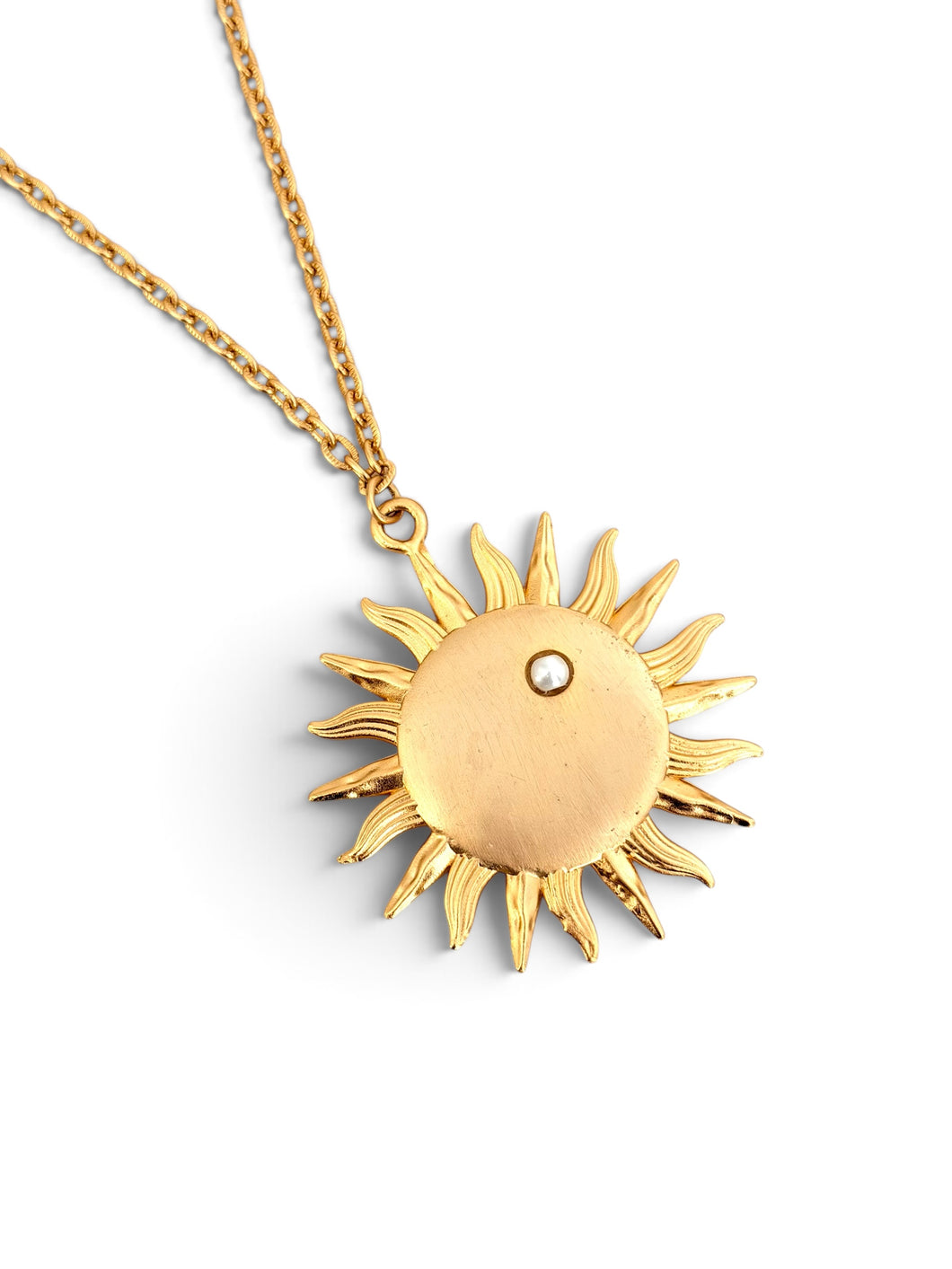 Sol ☀️ Medallón con Perla y cadena Camila corto 18”-20”
