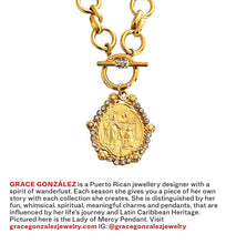 Lady of Mercy or “Virgen de la MISERICORDIA” Medallion Pendant with Pearl & CZ ✨Designed from an Antique Medallion circa 1932 Engraving on the Back✨ ISABELA Chain Short with Pave Toggle✨ CHOOSE LENGTH Necklace 18” or 20”