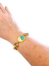 ONLY 1 LEFT!!! Yin & Yang Turquoise & White Enamel Bracelet ✨ ISABELA Chain Toggle Bracelet✨Choose Bracelet Size Below ⬇️