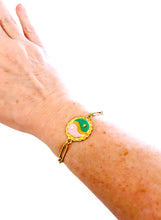 ONLY 1 LEFT!!! Yin & Yang Green & Pink Enamel Bracelet ✨ SOFIA Chain Toggle Bracelet✨Choose Bracelet Size Below ⬇️