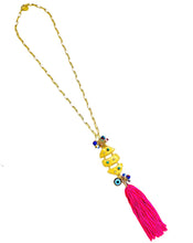 ONLY 1 LEFT!!! Pescare Dangle Tassel Magenta Color 🧿 with Murano Cluster Long Necklace