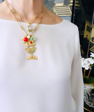 Double Cab Turquesa & Pearl Charm Short Necklace