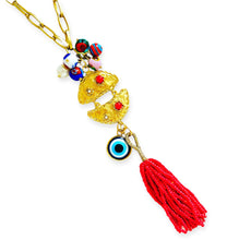 ONLY 1 LEFT!!! Pescao Dangle Tassel Coral-Like Color  🧿 with Murano Cluster