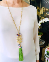 ONLY 2 LEFT!!! Pescare Dangle Tassel Lime 🧿 with Murano Cluster Long Necklace