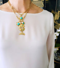 Pescare Medium Dangle Turquoise Color Short Necklace