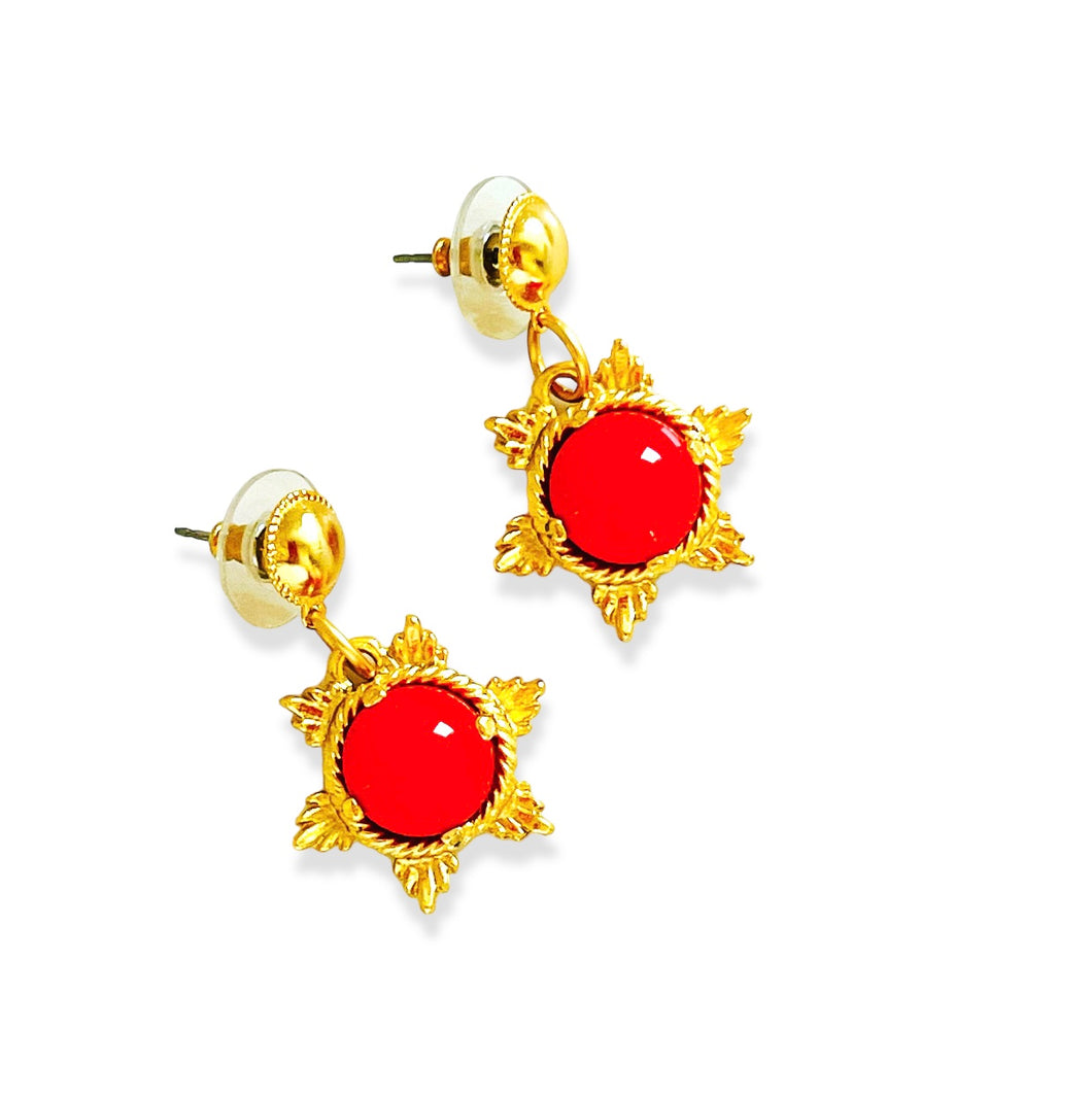 Sun Ray Coral-Like Color Post Earrings