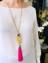 Pescare Dangle Tassel Magenta Color 🧿 with Murano Cluster Long Necklace