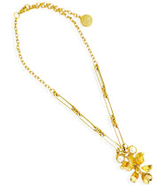 ONLY 2 LEFT!!! Mini CATTLEYA Orchid in Gold with Pearl ✨Short Necklace 16”-18”
