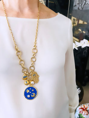 ONLY 1 LEFT!!! Starry Nights 🌌 in Bohemia with 🪬 in Cobalt ✨ Long Necklace 28”