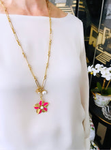 ONLY 1 LEFT!!! Magenta Pink Flower 🌸 Pearl ✨Long Necklace 28”
