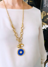 Signature Disk with Pave Crystals 🌌 in Cobalt ✨ Long Necklace 28”