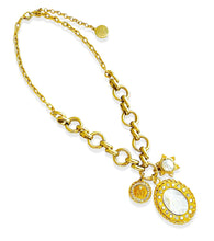 ONLY 2 LEFT!!! Virgen Milagrosa” ISABELA Chain Carved Freshwater Shell with Pearls & CZ Inlay✨Bling Initial & Sun Cab Pearl✨ Short Necklace 17”-19” ✨Choose Initial Below ⬇️