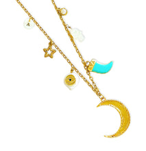 ONLY 2 LEFT!!! Moon 🌙 Charm with Star 🌟 Tusk-Like Charm 🧿✨ Short Necklace 16”-18” ✨ Choose Initial Below ⬇️