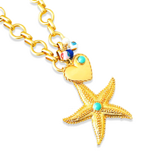 ONLY 1 LEFT!!! Starfish 🌟 Heart Turquoise with Murano Glass✨Long Necklace 28”