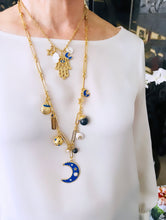 ONLY 3 LEFT!!! Hamsa 🪬 with Moon 🌙 Charm with Evil Eye 🧿 & Star 🌟 Charms✨ Short Necklace 16”-18” ✨ Choose Initial Below ⬇️