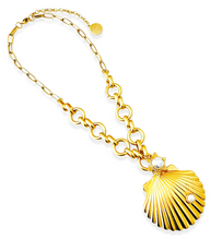 ONLY 1 LEFT!!! Golden Clamshell Chunky Chain with Sun ☀️ Cabochon ✨ Short Necklace 16”-18”