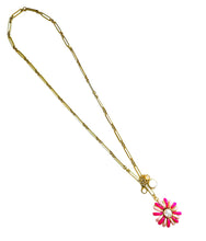 ONLY 1 LEFT!!! Magenta Pink Daisy 🌸 Pearl ✨Long Necklace 28”